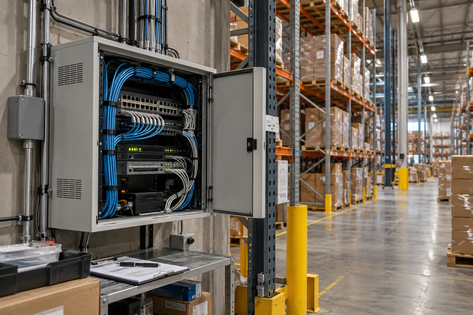 Warehouse network cabinet