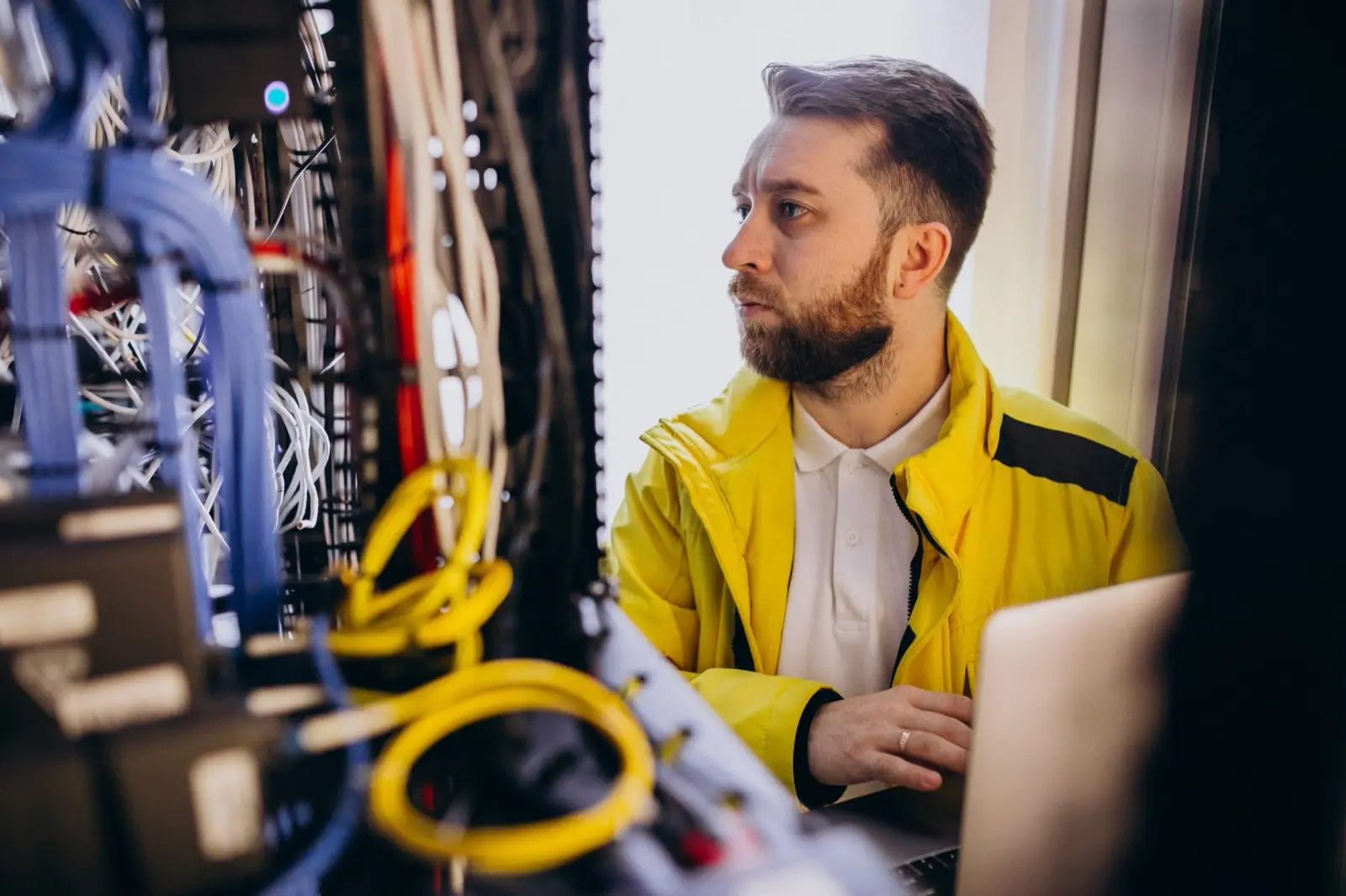 DacoreIT engineer in a server room